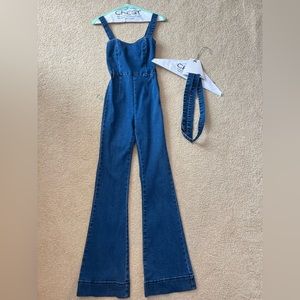 LIT2 Denim Jumpsuit Wide Leg 70s Blue Premium Maxi XS 0